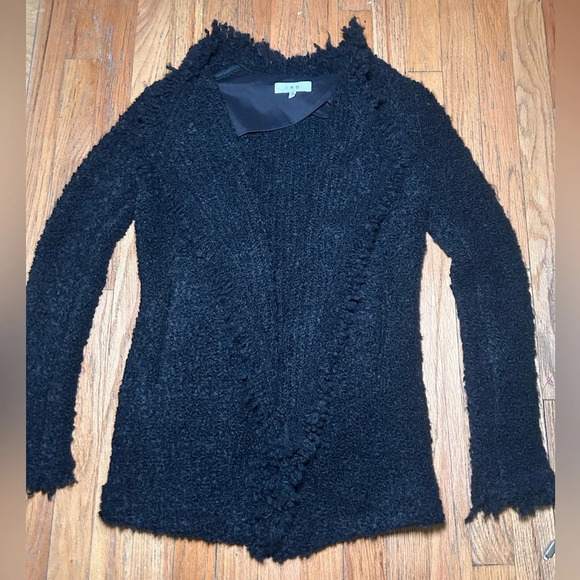 IRO $640 Campbell Frayed Boucle Knit Wool Cardigan SWEATER Jacket / 38 M Black - Picture 3 of 7